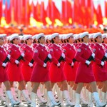 Chinese women militia march past Tiananmen